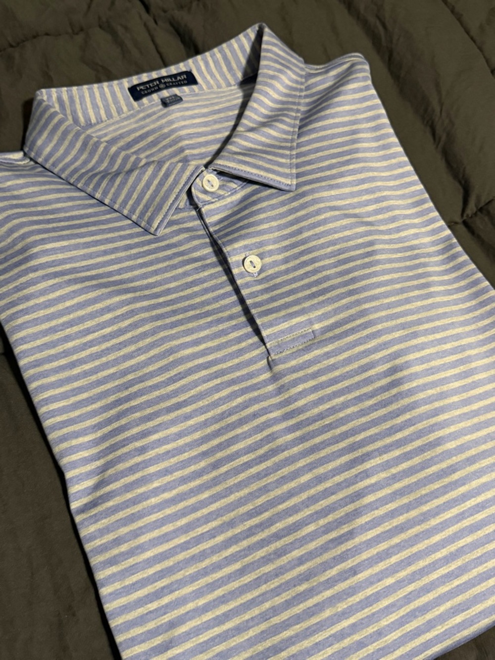Peter Millar Light Blue & White Striped Polo